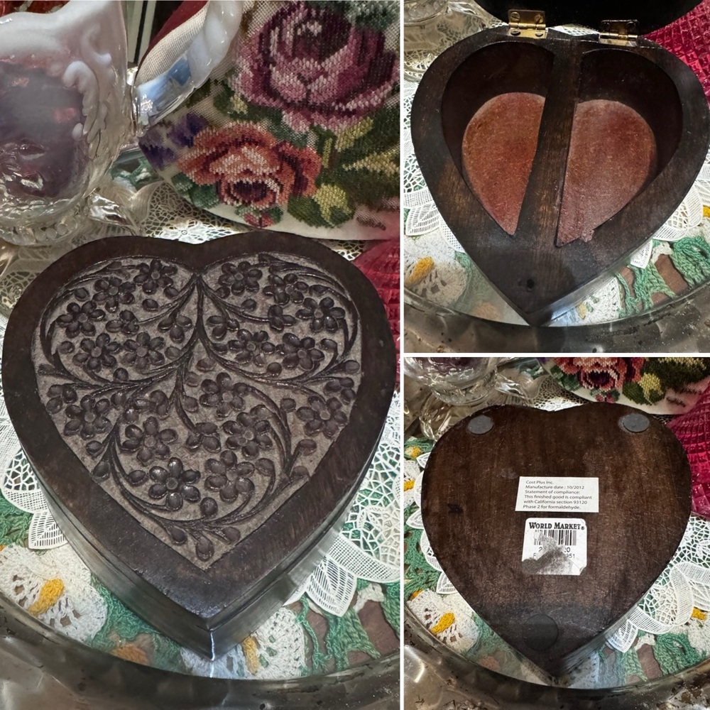 Wooden Heart-Shaped Trinket Box💗